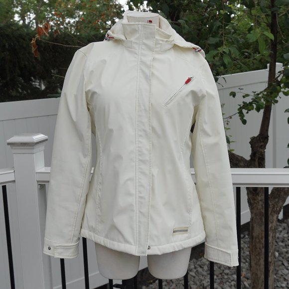 White with Red Trim Winter Coat - Picture 1 of 4